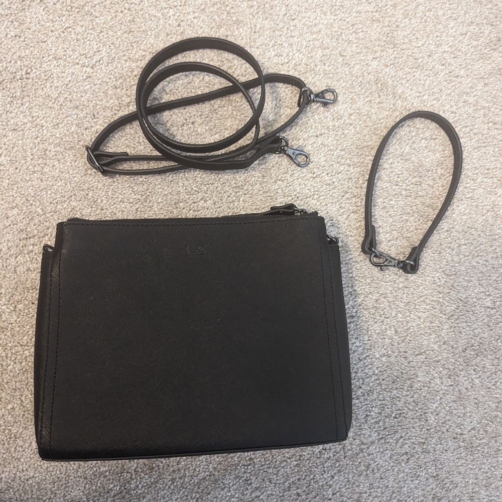 Lo & Sons Black Leather Pearl Purse